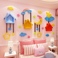 Мультяшная трехмерная наклейка на стену для принцессы, макет для кровати, украшение для детской комнаты, в 3d формате