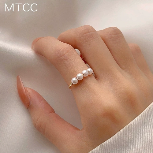 Модное небольшое дизайнерское кольцо из жемчуга, коллекция 2023, на указательный палец, простой и элегантный дизайн