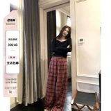 Wanantong -это хорошо -случайно! Lazy Street Checkered Leggings Straight Leisure Pants Женская зима