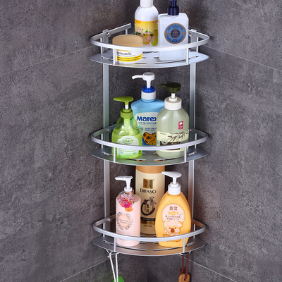 【免打孔】浴室卫生间厕所置物架三角架洗手间厨房太空铝挂件2