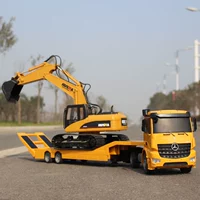 Double Eagle Điều khiển từ xa Flatbed Trailer Trailer Trailer lớn Không dây Điều khiển từ xa Phương tiện kỹ thuật Xe sạc Toy Boy 4-8 tuổi trực thăng điều khiển từ xa