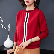 Phiên bản Hàn Quốc của áo len mỏng mùa thu dài tay áo ngắn khâu đa năng thoải mái thời trang nữ thanh lịch áo len OL - Áo len thể thao / dòng may
