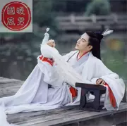 Áo choàng nhẹ thanh lịch đặt cần cẩu Hanfu nam phong cách cổ xưa nam cổ tích thanh lịch phù hợp với quần áo trắng vành đai cậu bé - Trang phục dân tộc