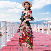Váy lụa 2019 mùa hè mới của phụ nữ Hàng Châu dài phần tự tu luyện khí chất sóng lụa dài. - Váy dài