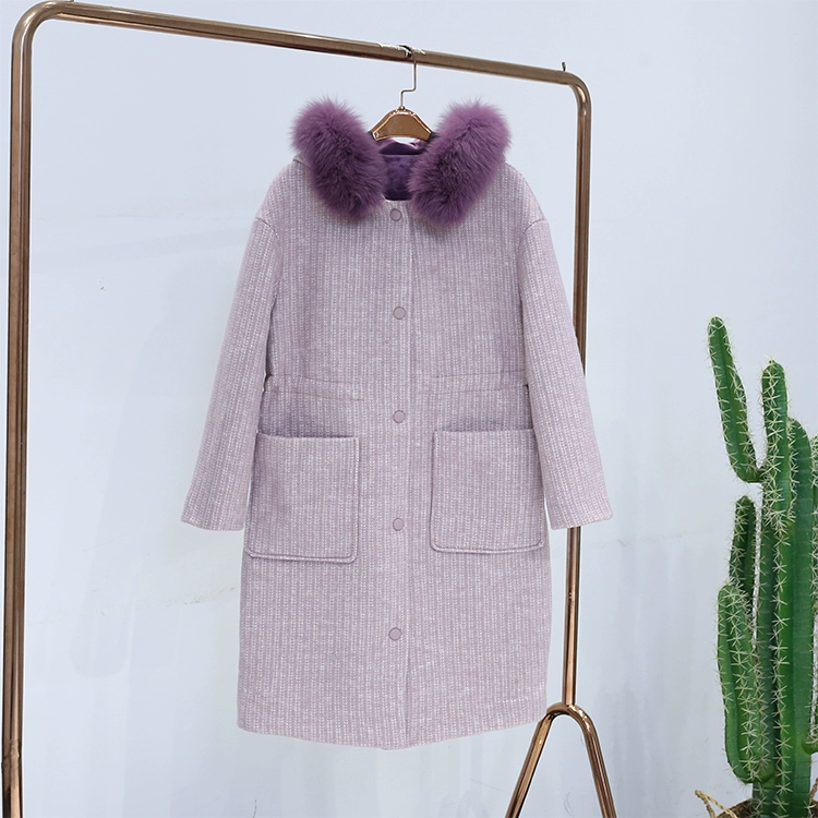 Áo khoác mới 2019 thương hiệu quần áo mùa đông giảm giá thời trang nữ 94912 khí chất thời trang eo eo trùm đầu bằng len - Áo khoác ngắn
