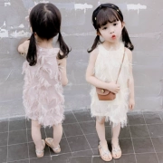 2019 cô gái mùa hè phong cách mới 1-2-3-4-5-6 tuổi cô gái vest váy bé gái váy tua rua - Váy