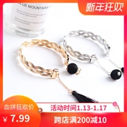 99 carat kiểu Trung Quốc tua rua dệt màu đỏ và vòng đeo tay màu đen với mặt dây chuyền vàng trắng trang sức cổ điển thời trang TR