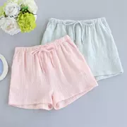 Mô hình mùa xuân và mùa hè Nhật Bản cotton đôi gạc vài quần short pyjama quần nam và nữ quần đi biển rộng kích thước lớn quần nhà - Quần tây