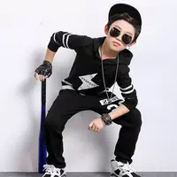 Quần áo trẻ em đường phố khiêu vũ thể thao cotton phù hợp với trang phục hip hop trẻ em quần áo lỏng lẻo một thế hệ - Quần áo tập thể hình quần áo tập aerobic