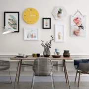 phòng khách Bắc Âu tường ảnh sáng tạo kết hợp hình ảnh khung tường đồng hồ treo tường trang trí với ghế sofa bối cảnh hiện đại nhỏ gọn - Khung ảnh kỹ thuật số