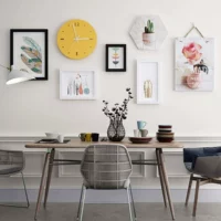 phòng khách Bắc Âu tường ảnh sáng tạo kết hợp hình ảnh khung tường đồng hồ treo tường trang trí với ghế sofa bối cảnh hiện đại nhỏ gọn - Khung ảnh kỹ thuật số 	khung ảnh kỹ thuật số 15	