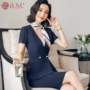 Ai Shangchen mùa hè mặc chuyên nghiệp phù hợp với phụ nữ váy ngắn tay khí chất kích thước lớn OL công cụ tiếp viên đồng phục quần yếm - Bộ đồ đồ vest nữ