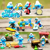 Xuất khẩu sang Tây Ban Nha Hoạt hình cổ điển Smurf búp bê chơi nhà đồ chơi Cảnh đồ chơi chủ đề shop đồ chơi