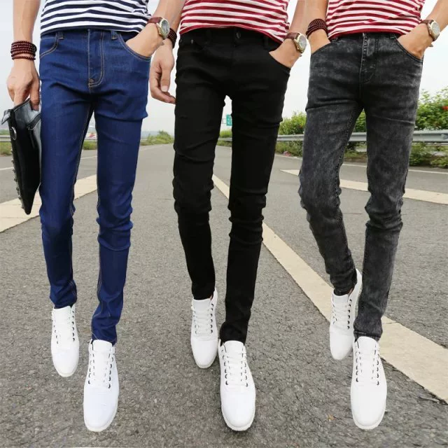 Mùa xuân quần jeans nam mỏng màu đen chân quần nam phổ biến quần nam phong cách Hàn Quốc quần bé trai - Quần jean