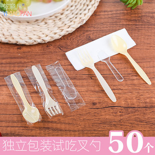 Одноразовая прозрачная пластиковая маленькая ложка для мороженого