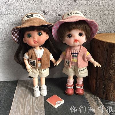 taobao agent #[Special offer] 12 points BJD clothes OB11 baby clothing four -piece small animal English letters set