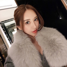 меховой воротник sx善喜蓝狐真毛本色围脖女冬百搭毛领套头毛绒脖套围巾狐狸毛围脖
