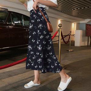 2019夏季裙子女學生韓版仙女裙百搭A字裙中長款半身裙(有內襯)
