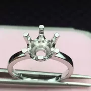 S925 sterling bạc nhẫn trống hỗ trợ Nữ nhẫn hỗ trợ khay bạc đơn giản sáu móng vuốt kim cương 8 * 8 6 * 6 7 * 7 9 * 9