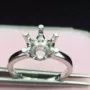 S925 sterling bạc nhẫn trống hỗ trợ Nữ nhẫn hỗ trợ khay bạc đơn giản sáu móng vuốt kim cương 8 * 8 6 * 6 7 * 7 9 * 9 nhẫn bạc