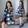 2018 mới mùa thu và mùa đông nước hoa nữ nhỏ nhắn Slim ngắn phiên bản Hàn Quốc của áo khoác len kẻ sọc ngắn - Áo khoác ngắn áo khoác cardigan nữ