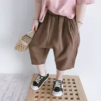 Хлопковые летние детские дышащие штаны для отдыха подходит для мужчин и женщин, коллекция 2021, в корейском стиле, свободный крой