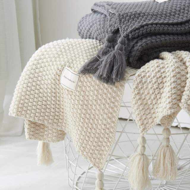 Mùa thu và mùa đông chăn dày đan chăn tua rua nghỉ trưa giải trí chăn chăn chăn mền chăn mền chăn ấm - Ném / Chăn