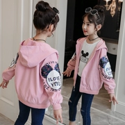 Áo khoác bé gái mùa xuân gió 6 giản dị 2019 mới 8 mẫu mùa xuân trẻ em lớn bé gái nước ngoài Hàn Quốc 12 tuổi - Áo khoác