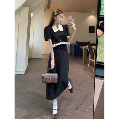 taobao agent Fashionable set, pleated skirt, long skirt, summer clothing, plus size, fitted, french style