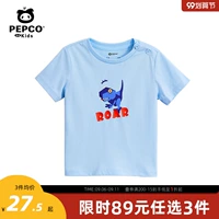 Летняя футболка с коротким рукавом, цветной мультяшный динозавр для мальчиков, трикотажный свитер, сезон 2021, короткий рукав
