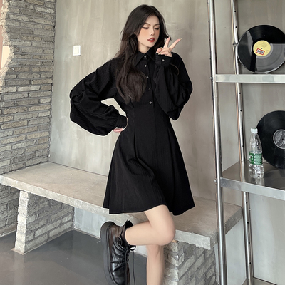 taobao agent Autumn dress, fitted brace, for plus size ladies, french style