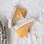20 品 2018 Giày vải cao gót ulzzang phiên bản màu vàng Hàn Quốc của đôi giày sinh viên màu cam hoang dã siêu cháy thập niên 1970 giầy dép nữ