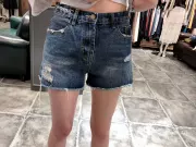 Mùa xuân và hè 2019 mới của phụ nữ Hàn Quốc quần short denim màu xanh - Quần jean