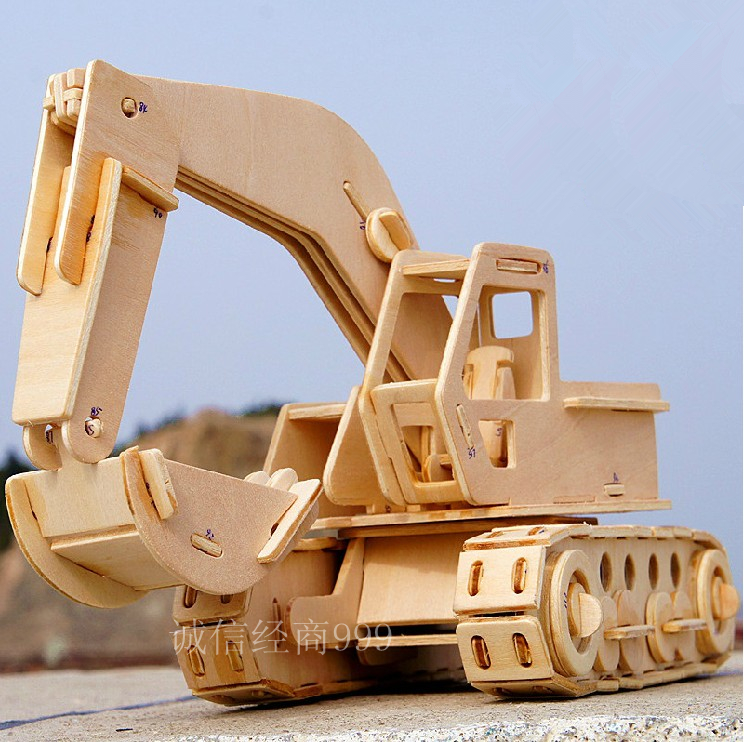 木製 3D 立体大人のパズルピース木製組み立て掘削機モデル手作り DIY おもちゃ掘削機