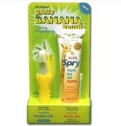 Hoa Kỳ nhập khẩu chính hãng BabyBanana chuối bé trẻ sơ sinh trẻ em răng gel bàn chải đánh răng kem đánh răng nuốt phù hợp với