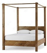 Phong cách mục vụ gỗ rắn bốn cọc giường tán giường cao cột giường cưới khách sạn tùy chỉnh 1,5 m 1,8 m đường tùng - Giường