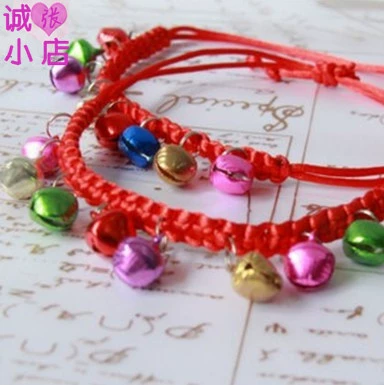 Браслет из красной нити, колокольчик, красочный регулируемый чокер, домашний питомец, кошки и собаки