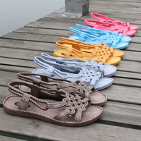 Trung quốc knot dép đơn giản nhà máy dệt phẳng với mềm mại và thoải mái đáy phẳng giản dị dép nhựa mùa hè nữ mô hình sandal nữ đế cao