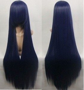 taobao agent Send a thousand -color wig Black Snow Ji/Unwaed Flower Name/Hejian Zhili Dark Blue Long -hair COS Wig
