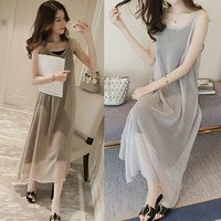 Thai sản váy mùa hè váy 2018 Hàn Quốc thời trang chiffon thai sản váy hai mảnh tay lỏng lẻo vest váy áo bà bầu đẹp