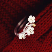 Hàn Quốc s925 sterling bạc trang sức nhẫn nữ văn học mận ngón tay nhẫn mở nhỏ hoa tươi handmade nhẫn