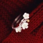Hàn Quốc s925 sterling bạc trang sức nhẫn nữ văn học mận ngón tay nhẫn mở nhỏ hoa tươi handmade nhẫn nhẫn vàng