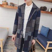 Mùa đông nam kẻ sọc kẻ sọc áo mùa đông Phiên bản Hàn Quốc của áo len dài thanh niên áo len lỏng lẻo