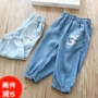 Trẻ em mùa hè mới bé Tiansi denim cắt quần nở quần muỗi quần cotton lỏng nhẹ thoáng khí quần yếm cho bé gái