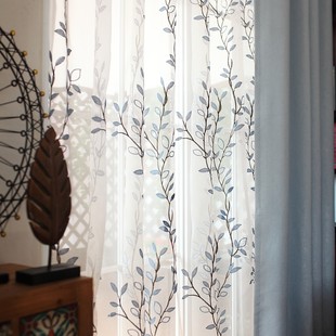 Blue modern cloth, fresh curtain for living room, American style, simple and elegant design