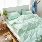 Bông giặt đôi bốn mảnh bông màu tinh khiết Bắc Âu khỏa thân ngủ đơn giản giường, khăn trải giường cotton sinh viên ba mảnh