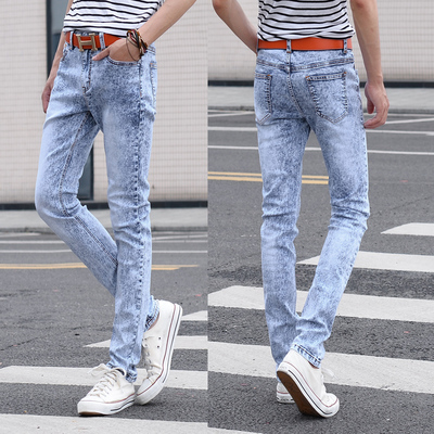 2018 mùa xuân của nam giới Hàn Quốc phiên bản của bông tuyết jeans thanh niên triều casual slim stretch quần thời trang feet quần Cao bồi