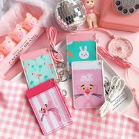 Phim hoạt hình nhật bản thỏ dễ thương keychain bữa ăn sinh viên thẻ bus thẻ set coin purse dây buộc pu thẻ ngực mềm dễ thương nữ ví 5theway