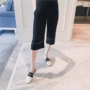 Thai sản mặc 2018 mùa hè mới bên sọc giảm béo thời trang dạ dày nâng phụ nữ mang thai năm điểm rộng chân quần thẳng quần Hàn Quốc quần cho bà bầu