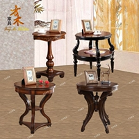 Phong cách châu Âu và Mỹ Phong cách nội thất gỗ rắn Trung Quốc sofa góc Địa Trung Hải bàn cà phê bàn ​​tròn bàn cà phê bên bàn cà phê - Bàn trà bàn trà ngồi bệt